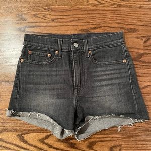 Levi's Acid Wash Black High Waisted Denim Shorts